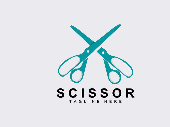 Scissors Logo Design, Barbershop Shaver Vector, Babershop Scissors Brand Illustration
