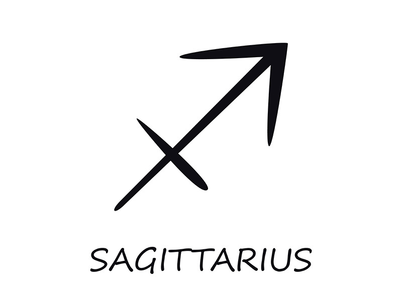 Sagittarius zodiac sign black vector illustration