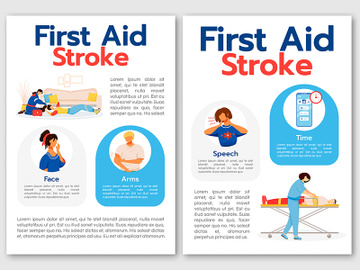 First aid for stroke flat vector brochure template preview picture