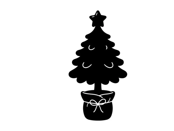 Silhouette of Christmas Tree in a Gift Box for Holiday Decor