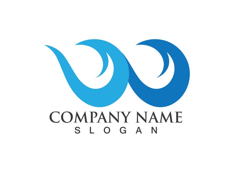 Blue water wave logo design template