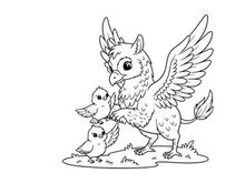 Mother bird feeding chicks nest vector illustration flat design