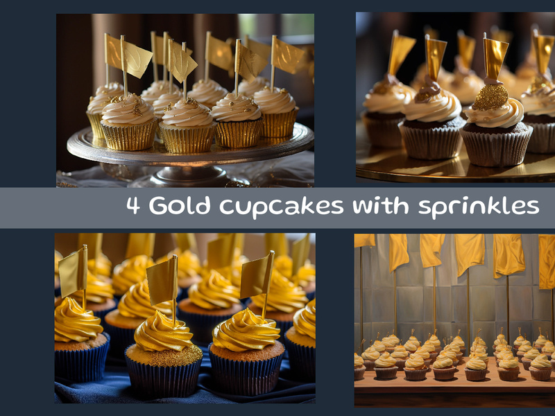 Gold cupcakes with sprinkles