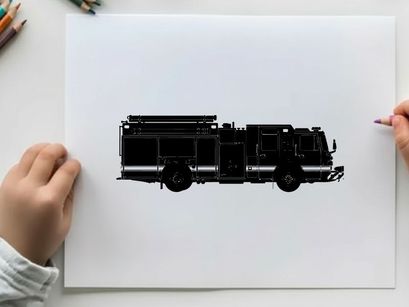 Silhouette of a fire truck vehicle emergency response