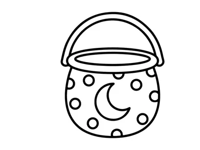 Halloween trick or treat bucket icon. Black and white outline of a candy pail for kids.