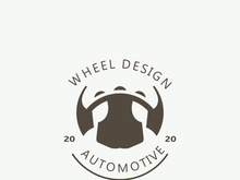 Steering wheel logo automotive car design garage auto repair workshop illustration