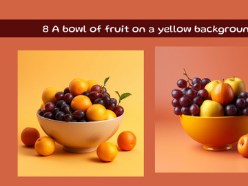 A bowl of fruit on a yellow background preview picture