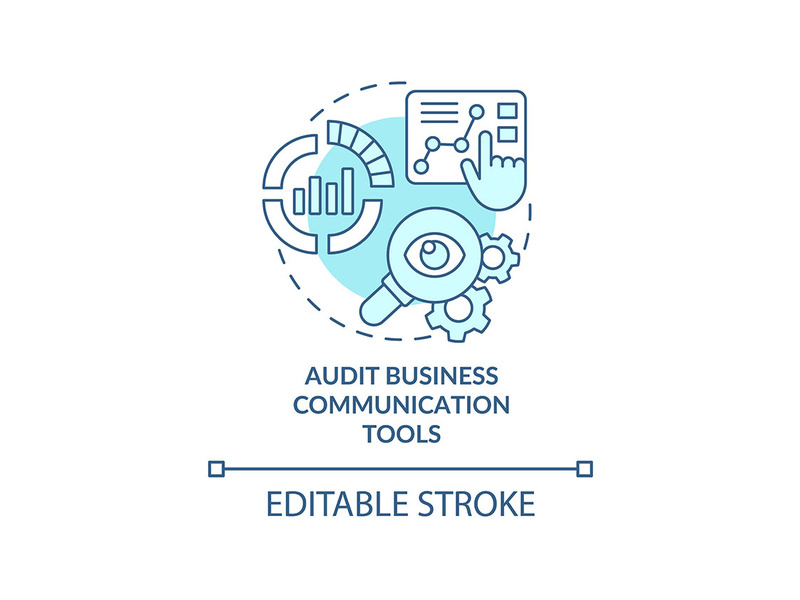 Audit business communication tools turquoise concept icon