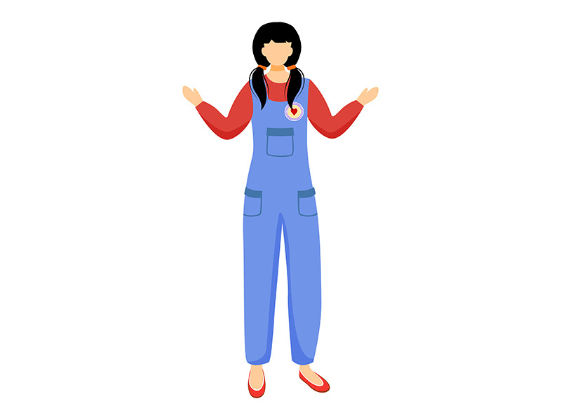 Young volunteer girl flat vector illustration