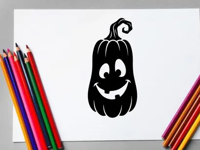 Cute Halloween Pumpkin Character with Smiling Face and Big Eyes