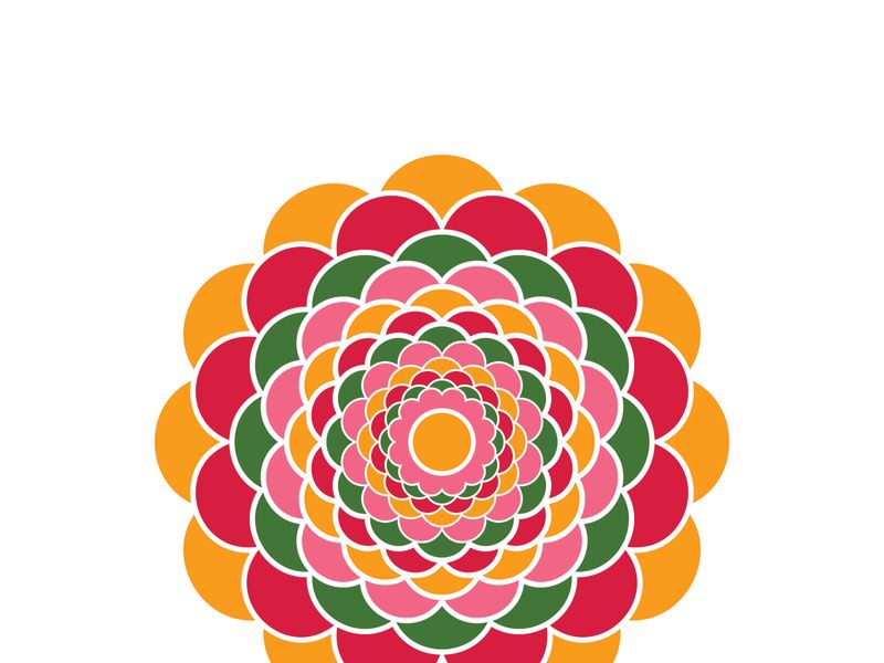 Traditional Asian colorful floral pattern Stained glass mosaic logo tile design inspiration