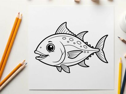 Cute tuna fish smiling vector illustration flat design