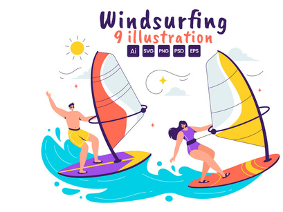 9 Windsurfing Sport Illustration