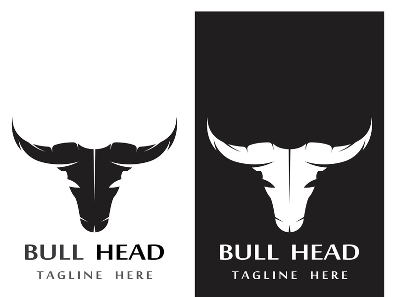 Retro vintage bull head horns logo.