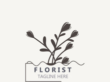 Florist logo beautiful floral leaf and flower vector art, icon graphic decoration business wedding template