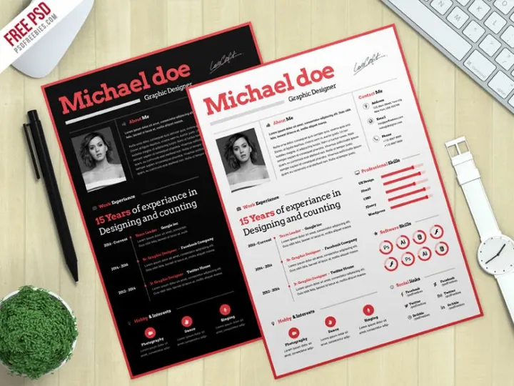 Simple CV Resume Template Free PSD