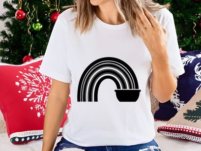 Black Rainbow Arc Over Bowl, Abstract Minimalist Design