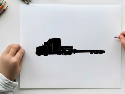 Silhouette of a semi truck with trailer