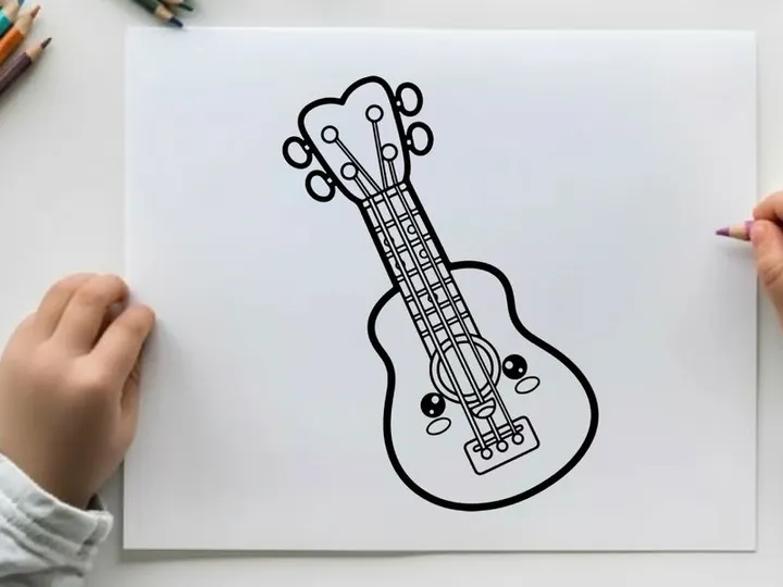 Acoustic guitar flat design vector illustration
