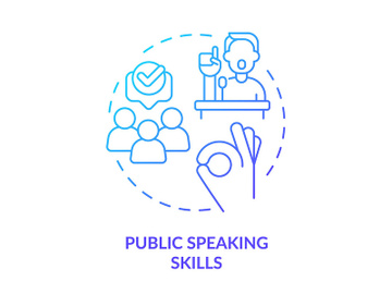 Public speaking skills blue gradient concept icon preview picture