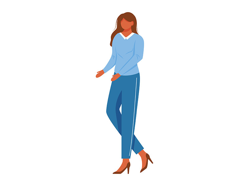Standing woman flat vector illustration