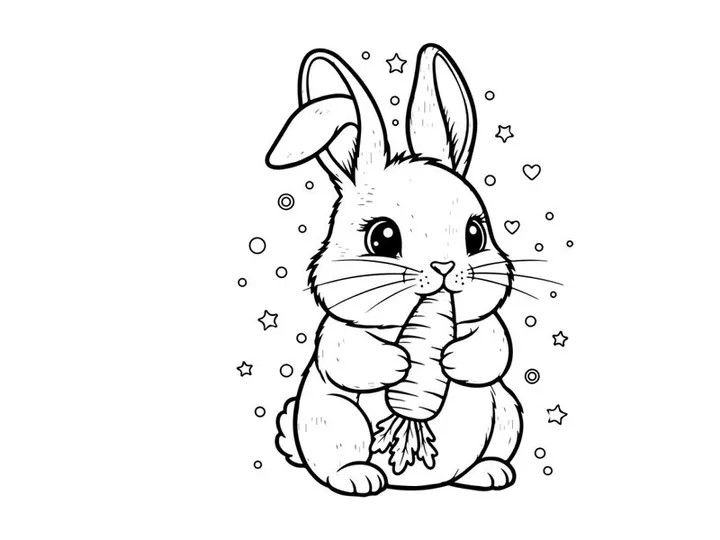 Cute bunny hugging paws vector illustration flat design