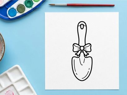 Caramelos dibujados a mano con moño. Ilustración de pala de truco o trato espeluznante para detalles de fiesta y repostería.
