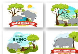13 World Rhino Day Vector Illustration