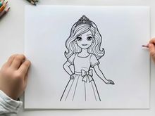 Princess girl in white dress crown vector illustration
