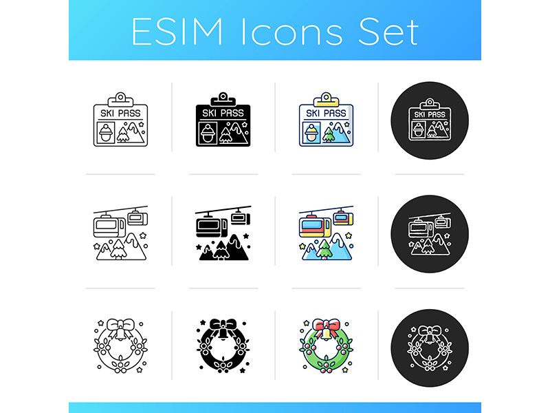 Winter fun icons set