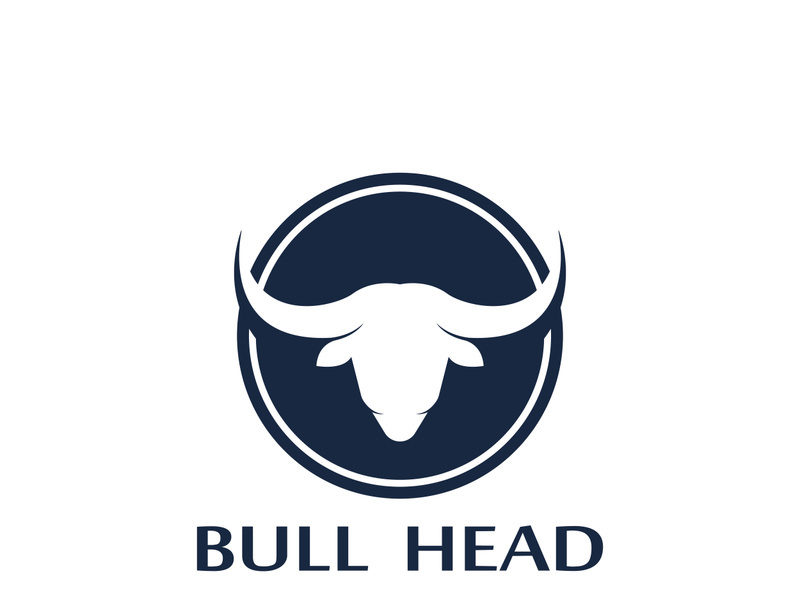 Retro vintage bull head horns logo design.