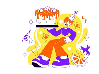 4 Birthday Cake Vector Illustration