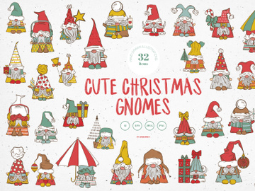 Cute Christmas Gnomes Vector Illustrations preview picture