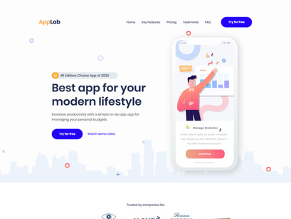 Landing page template for app showcasing