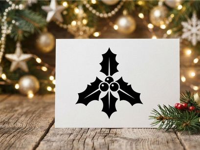 Black holly berry icon isolated on white background for Christmas holiday design