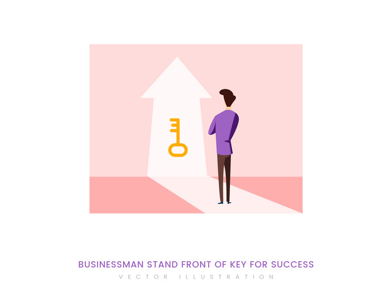 Bussinessman stand front of key for success