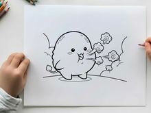 Cute cloud blowing flowers vector illustration flat design