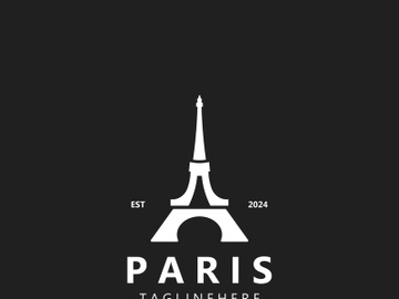 Tower Paris france Black Silhouette logo design template Illustration preview picture