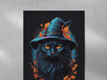 A cat with Witch Hat Illustration preview picture