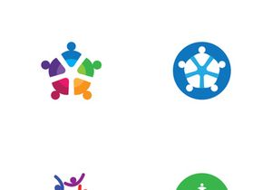 Community of people logo design with creative idea.