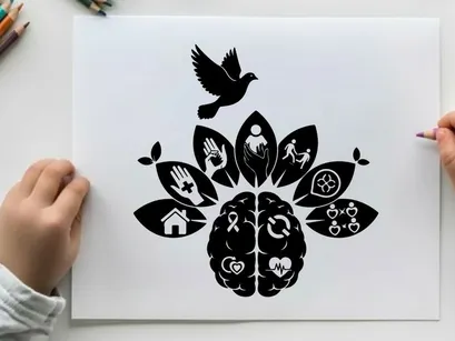 ikon perdamaian dan hak asasi manusia dengan ilustrasi vektor desain datar merpati