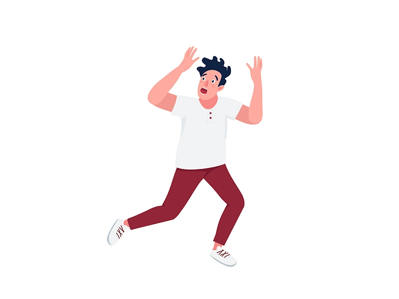 Man running in panic flat color vector detailed character