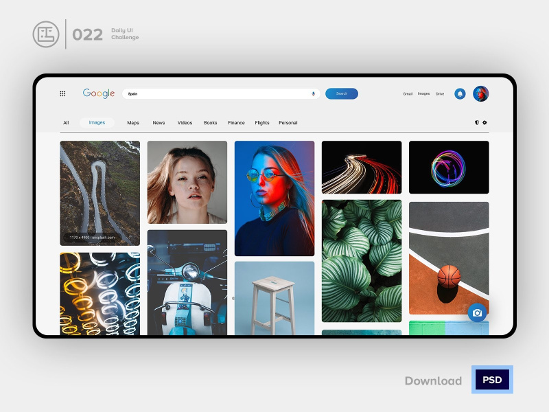 Google images Redesign light | Daily UI challenge - Day 022/100