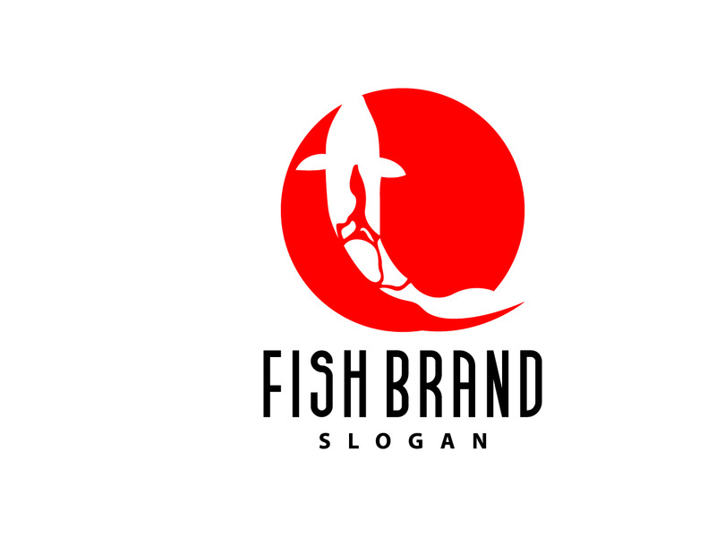 Koi Fish Logo Design, Ornamental Fish Vector