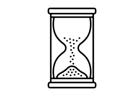 Reloj de arena con arena cayendo sobre fondo blanco. Concepto de gestión del tiempo y plazos límite para productividad y urgencia.