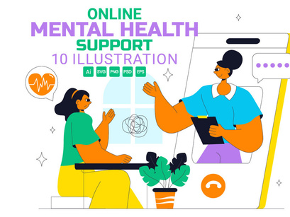 10 Online Mental Health Support Illustration