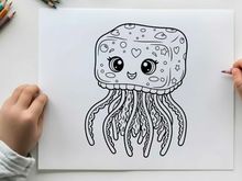 Cute jellyfish cartoon character smiling vector illustration