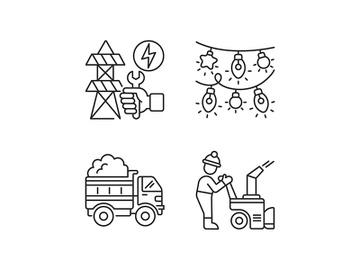 Winter city service linear icons set preview picture