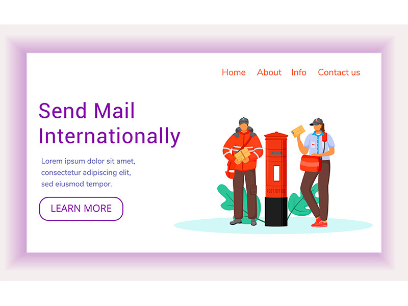 Send mail internationaly landing page vector template