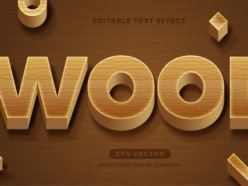 Wood editable text effect vector template preview picture